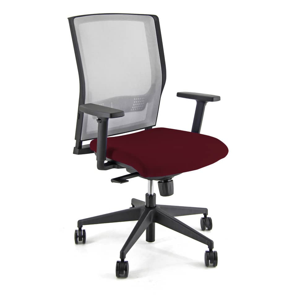 Sedia operativa girevole Unisit X Ray X2 schienale in rete grigio - rivestimento ignifugo bordeaux - X2/ID