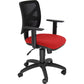 Sedia operativa girevole Unisit Pentagon Y10 PNBE schienale in rete nero rivest. Eco rosso - con braccioli - PNBE/BR/ER