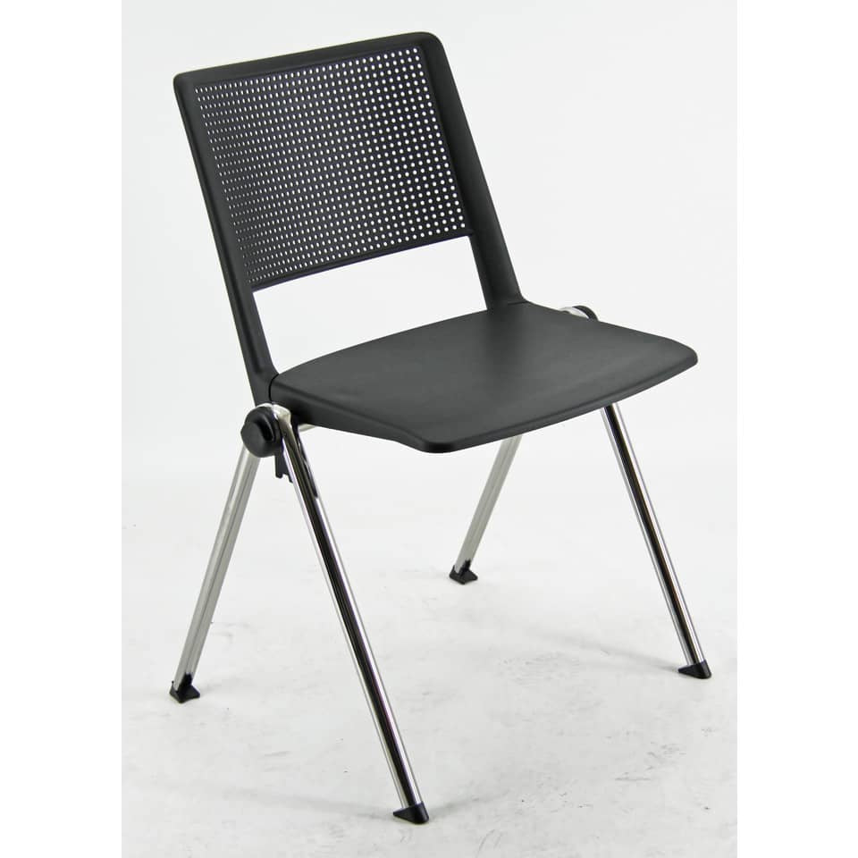 Sedia visitatore a 4 gambe Unisit Revolution RECP - schienale rigido rete PPL nero - conf. 2 pezzi  - RECP/2/NE