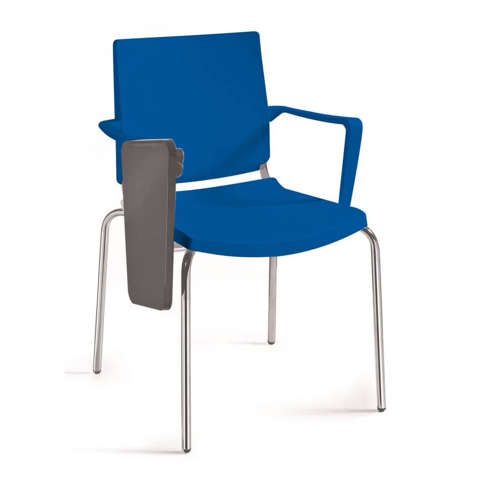Sedia comunità a 4 gambe con tavoletta Unisit Atenea ATBRT - PPL blu - con braccioli - ATBRT/BL
