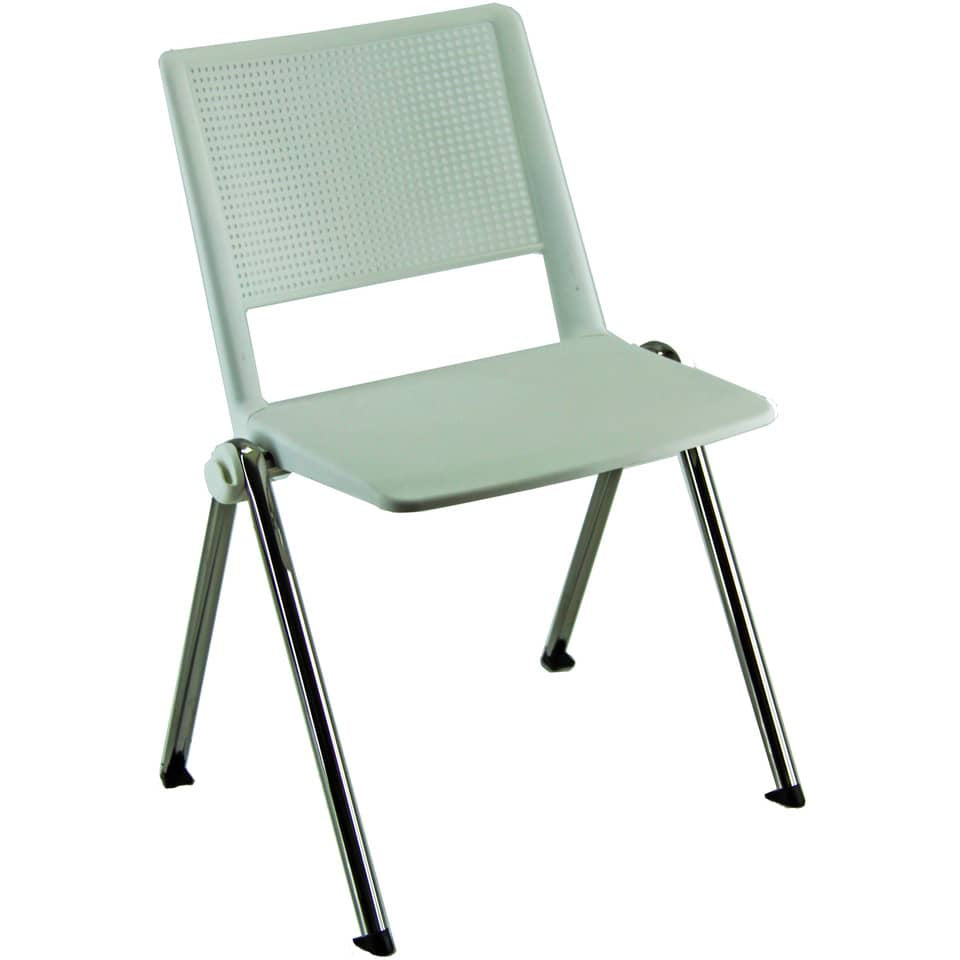 Sedia visitatore a 4 gambe Unisit Revolution RECP - schienale rigido rete PPL bianco - conf. 2 pezzi - RECP/2/BI