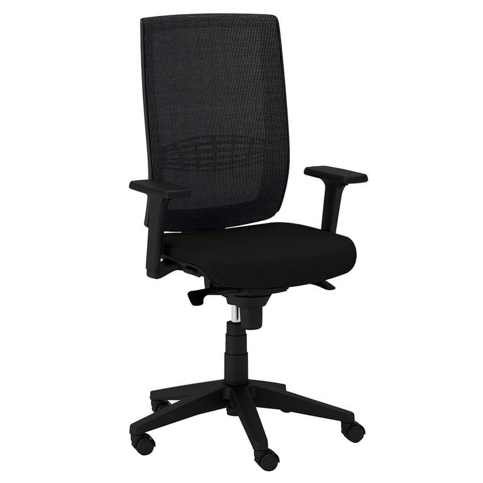 Sedia semidirezionale girevole Unisit Kind KIAN schienale in rete nero - rivestimento similpelle nero - KIAN/KN