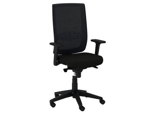 Sedia semidirezionale girevole Unisit Kind KIAN schienale in rete nero - rivestimento pelle nero - KIAN/PN