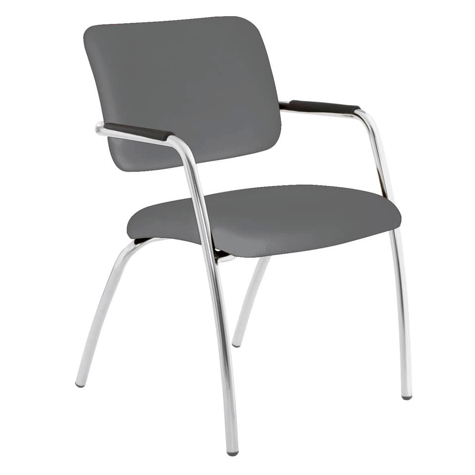 Sedia visitatore a 4 gambe Unisit Lithium LT4G struttura cromata - rivest. fili di luce grigio scuro - LT4G/F14