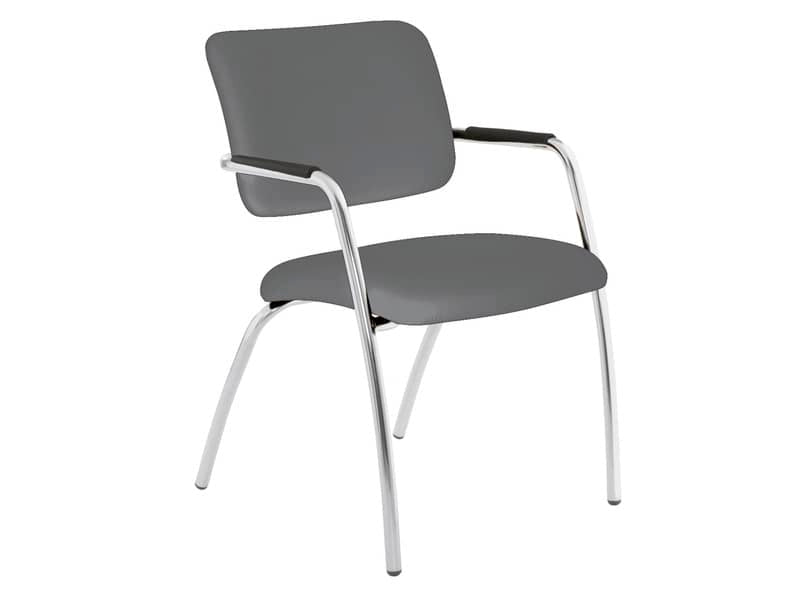 Sedia visitatore a 4 gambe Unisit Lithium LT4G struttura cromata - rivest. fili di luce grigio scuro - LT4G/F14