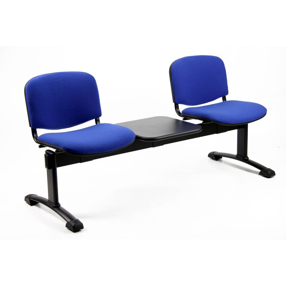 Panca 2 posti attesa Unisit Dado D52PT con tavolino - rivestimento ignifugo blu - D52PT/IB