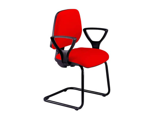 Sedia operativa visitatore Unisit Leda LDS Eco smart su slitta - rivestimento Eco - rosso - LDS/ER