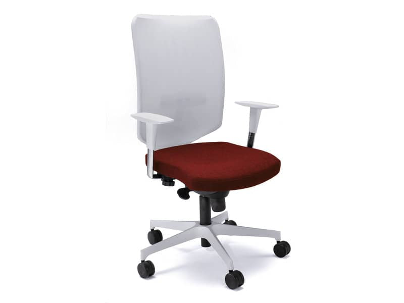 Sedia semidirezionale girevole Unisit Newair NWB - schienale rete bianco - rivestimento ignifugo rosso - NWB/IR