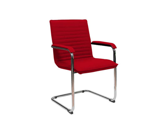 Sedia visitatore su slitta Unisit Cyndy CNS - rivestimento ignifugo rosso - con braccioli - CNS/IR