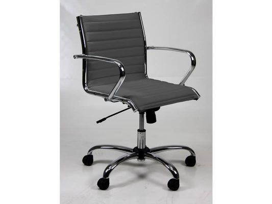 Poltrona direzionale girevole Unisit Pollux New PND schienale basso - rivest. pelle grigio - con braccioli - PND/PT