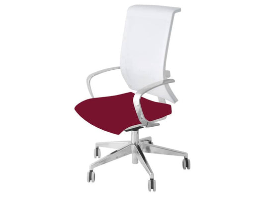 Sedia semidirezionale girevole Unisit Galatea GTJB schienale in rete bianco - rivest. ignifugo bordeaux - GTJB/ID