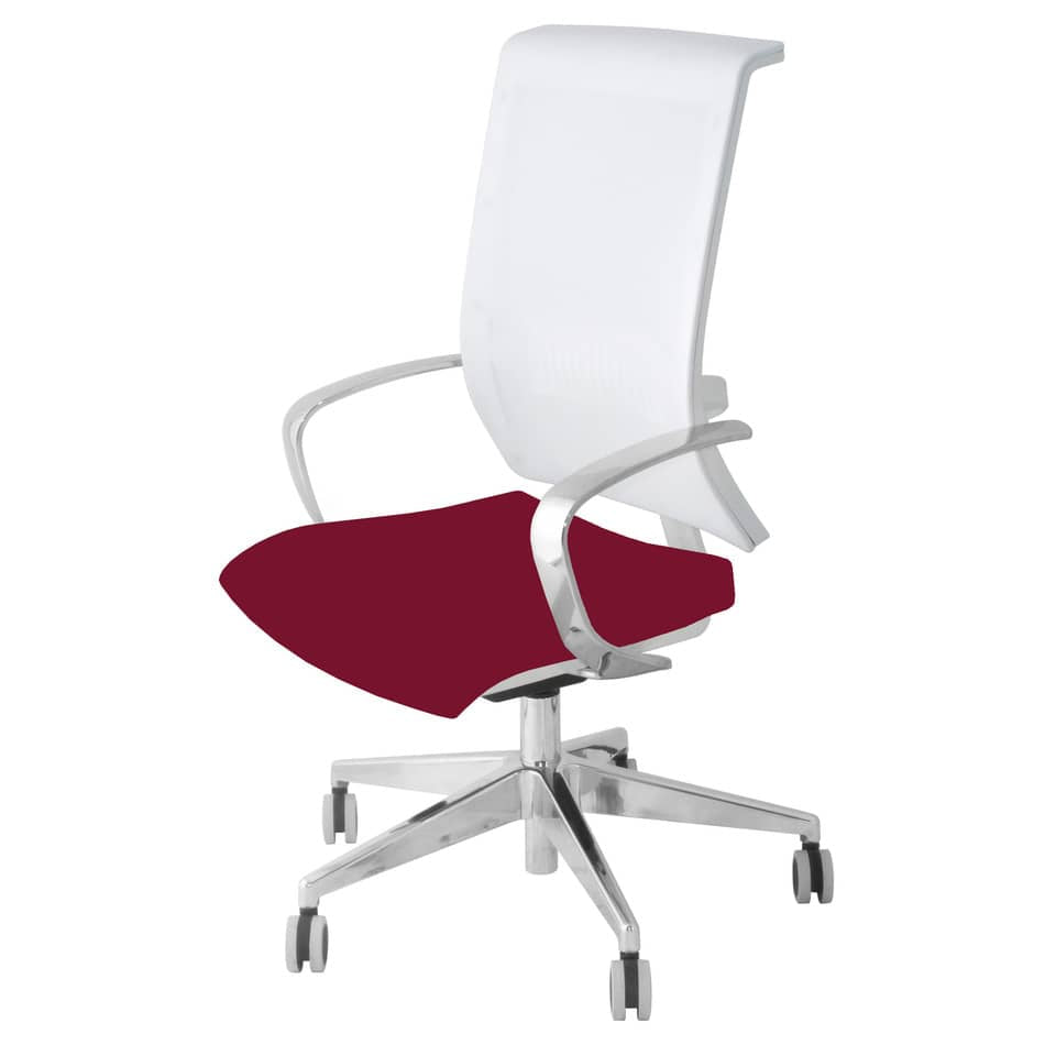 Sedia semidirezionale girevole Unisit Galatea GTJB schienale in rete bianco - rivest. ignifugo bordeaux - GTJB/ID