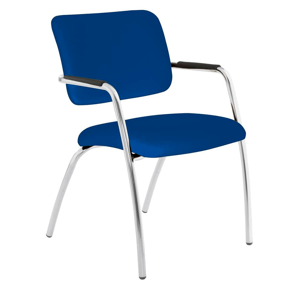 Sedia visitatore a 4 gambe Unisit Lithium LT4G struttura cromata - rivest. ignifugo blu - LT4G/IB