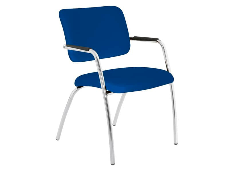 Sedia visitatore a 4 gambe Unisit Lithium LT4G struttura cromata - rivest. ignifugo blu - LT4G/IB