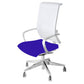 Sedia semidirezionale girevole Unisit Galatea GTJB schienale in rete bianco - rivest. ignifugo blu - GTJB/IB