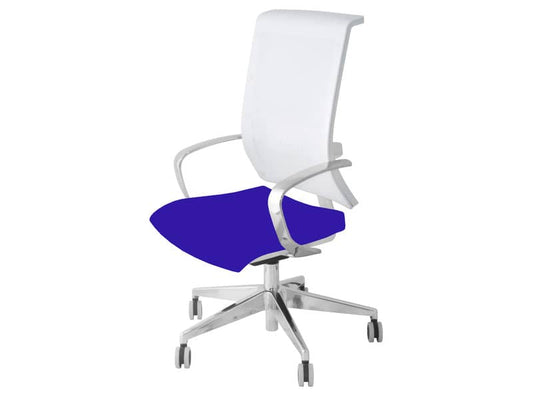 Sedia semidirezionale girevole Unisit Galatea GTJB schienale in rete bianco - rivest. fili di luce blu GTJB/F11