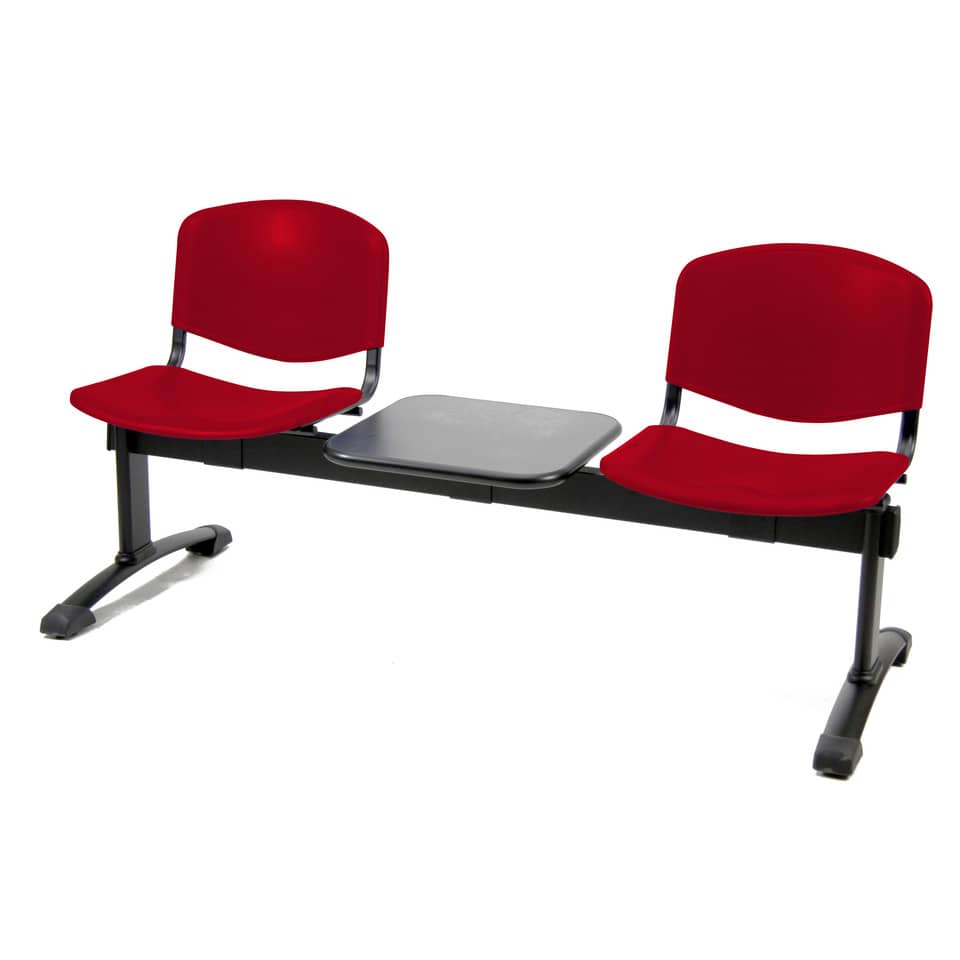 Panca 2 posti attesa Unisit Dado D5P2PT con tavolino - PPL rosso D5P2PT/RO