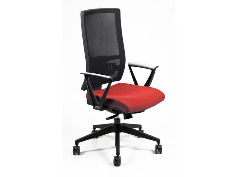 Sedia operativa girevole Unisit Nereide NDAE schienale in rete - rivestimento Eco rosso - NDAE/ER