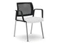 Sedia visitatore 4 gambe Unisit Kind KI4GTBR schienale in rete - rivestimento similpelle bianco + braccioli KI4GTBR/KQ