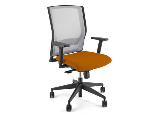 Sedia operativa girevole Unisit X Ray X2 schienale in rete grigio - rivestimento Eco arancione - X2/EA