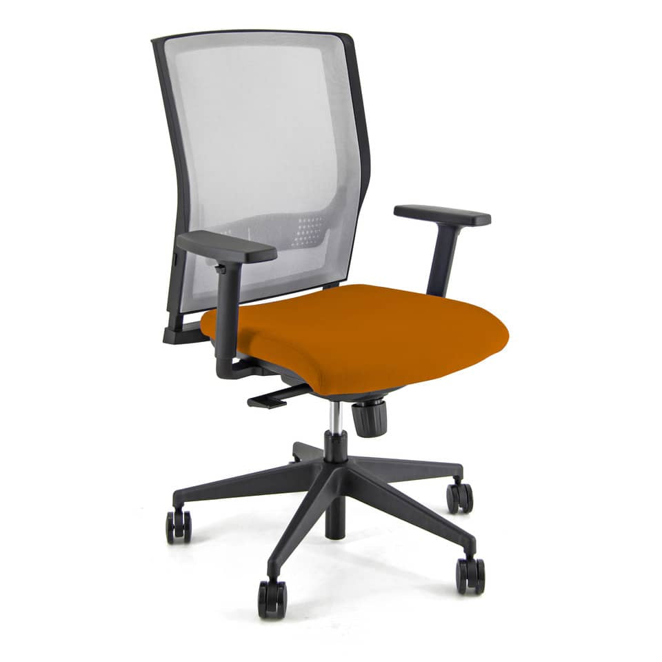 Sedia operativa girevole Unisit X Ray X2 schienale in rete grigio - rivestimento Eco arancione - X2/EA