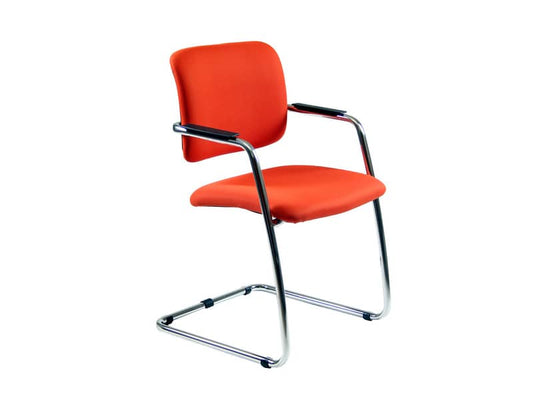 Sedia visitatore con slitta Unisit Lithium LTLT struttura cromata - rivest. ignifugo rosso - impilabile LTLT/IR