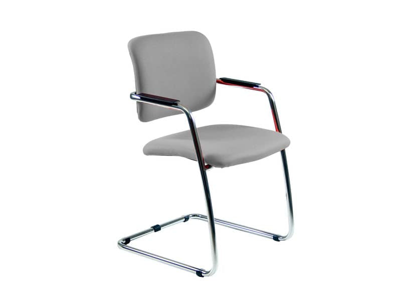 Sedia visitatore con slitta Unisit Lithium LTLT struttura cromata - rivest. similpelle grigio impilabile LTLT/KG