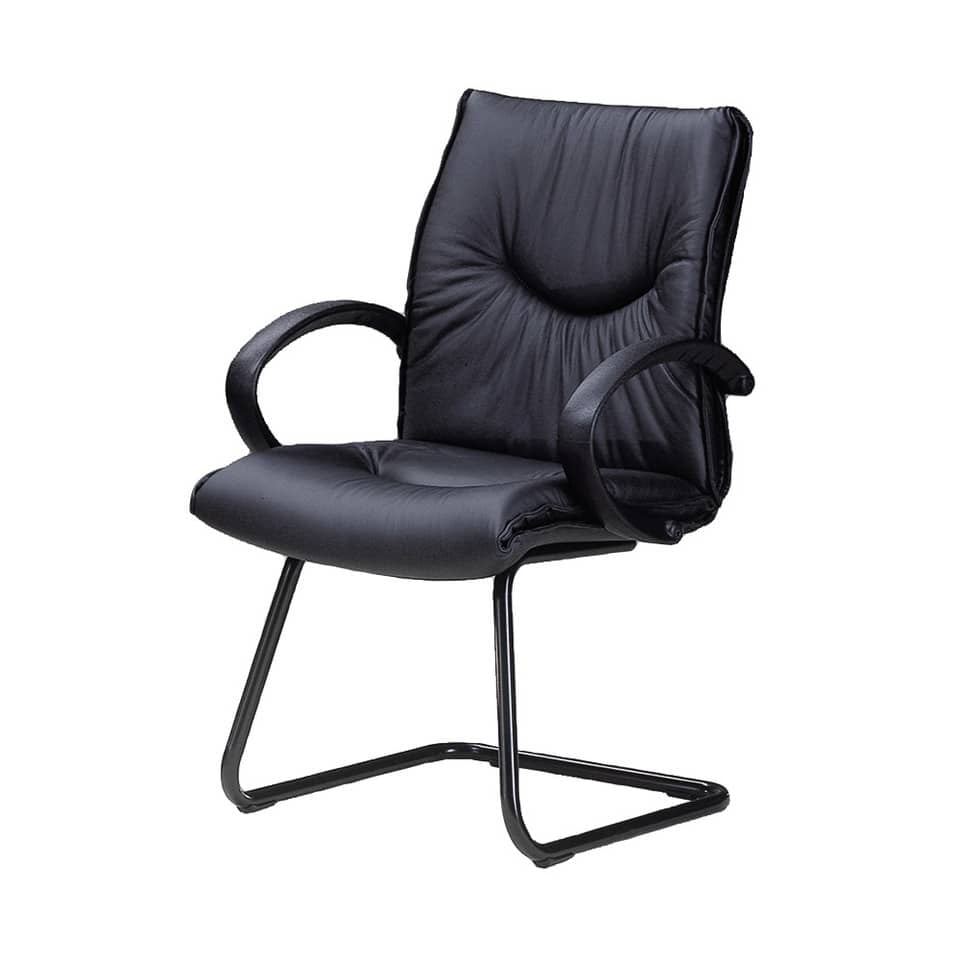 Sedia direzionale interlocutore Unisit Fornax FXV su slitta - rivestimento similpelle nero - FXV/KN