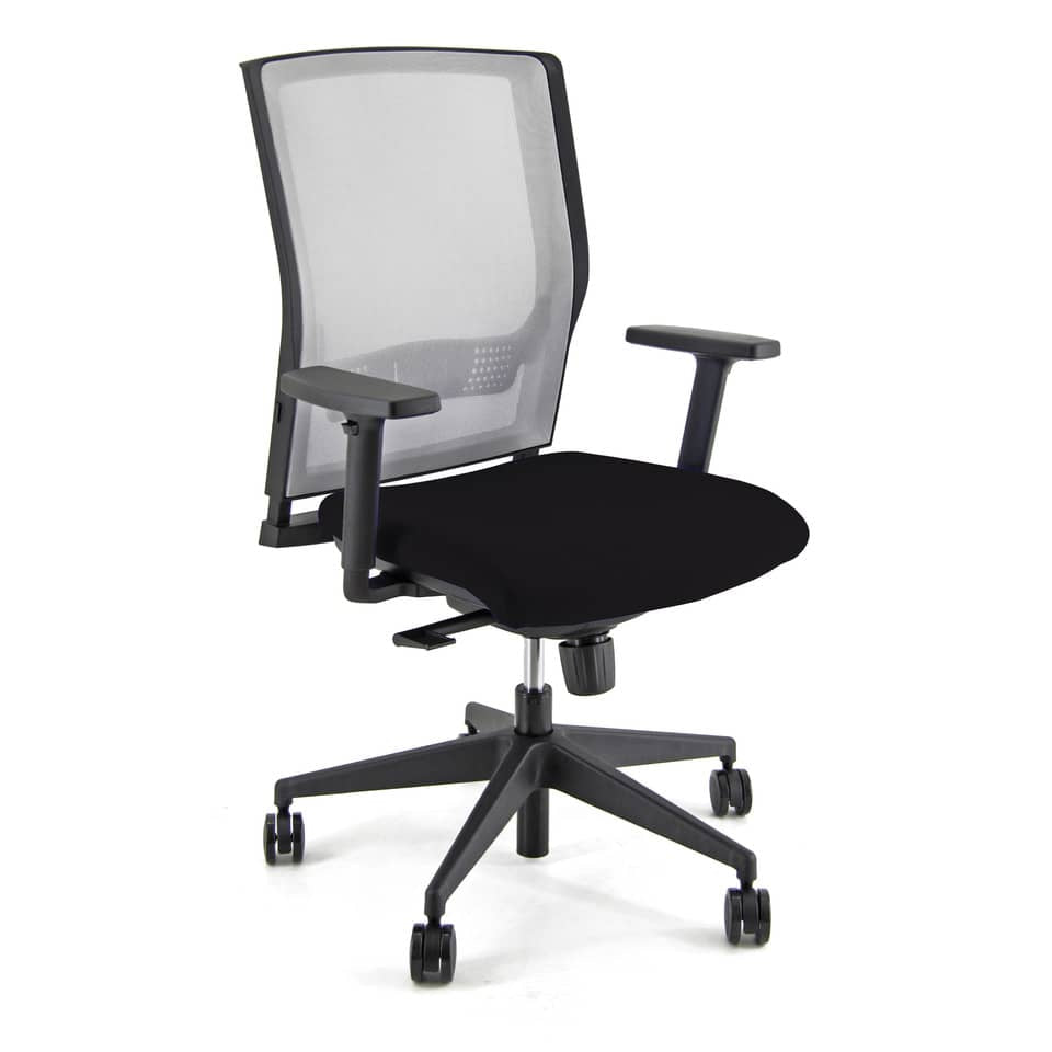 Sedia operativa girevole Unisit X Ray X2 schienale in rete grigio - rivestimento Eco nero - X2/EN