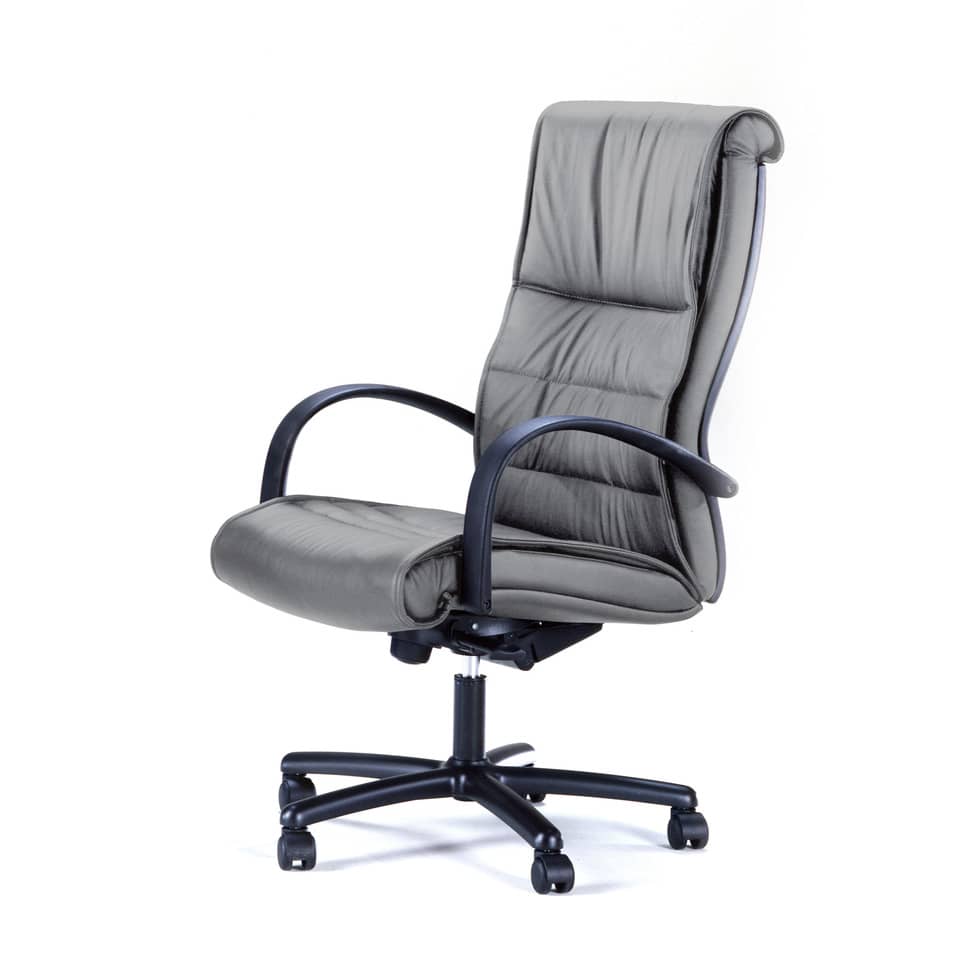 Poltrona direzionale girevole Unisit Gemini GMPY schienale fisso rivestimento pelle grigio - GMPY/PT