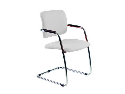 Sedia visitatore con slitta Unisit Lithium LTLT struttura cromata - rivest. similpelle bianco impilabile LTLT/KQ