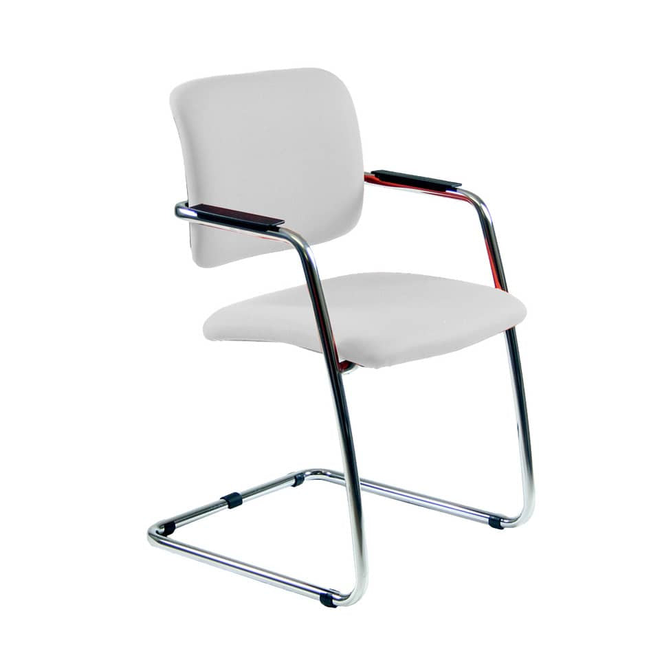 Sedia visitatore con slitta Unisit Lithium LTLT struttura cromata - rivest. similpelle bianco impilabile LTLT/KQ