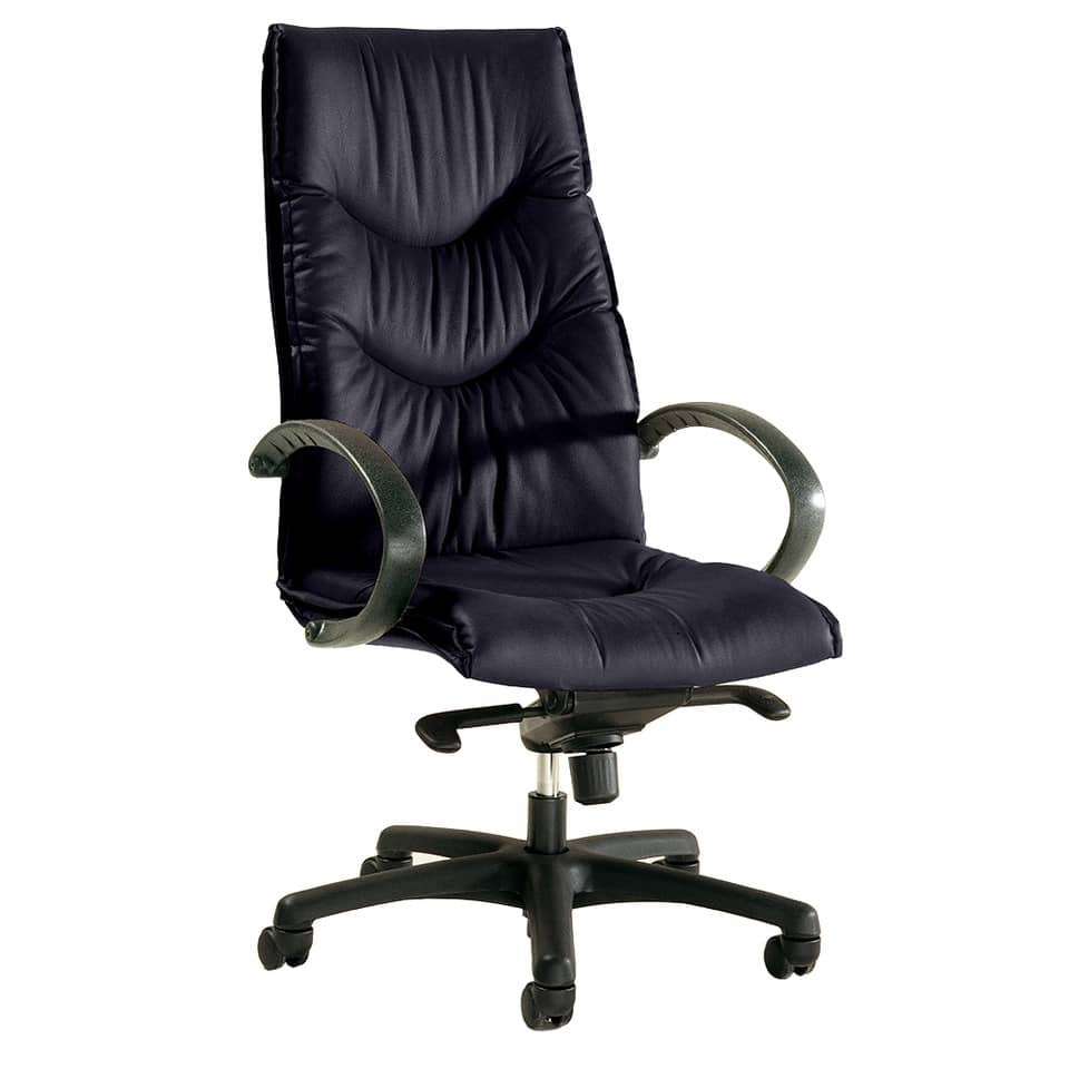 Poltrona direzionale girevole Unisit Fornax FXPF schienale alto rivestimento similpelle nero - FXPF/KN