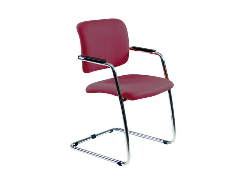 Sedia visitatore con slitta Unisit Lithium LTLT struttura cromata - rivest. ignifugo bordeaux - impilabile LTLT/ID