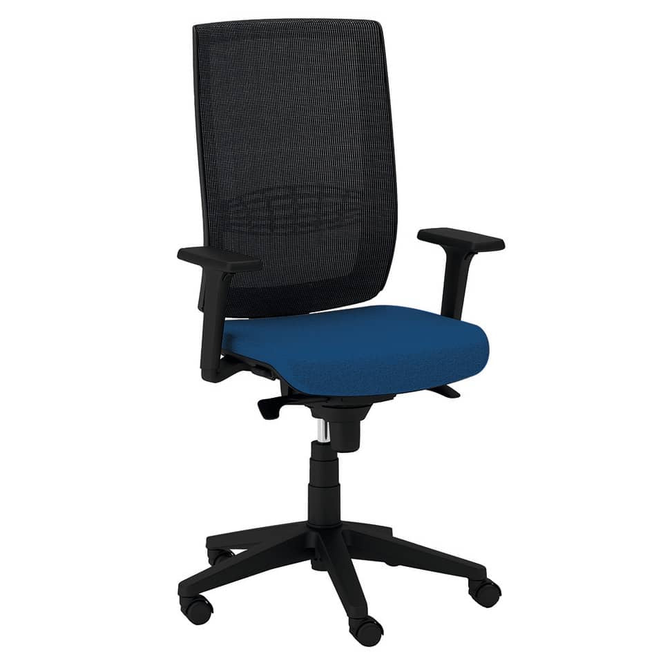 Sedia semidirezionale girevole Unisit Kind KIAN schienale in rete nero - rivestimento fili di luce blu - KIAN/F11