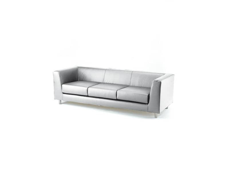 Divano attesa a 3 posti Unisit Quad QD3 schienale fisso - rivestimento in vera pelle bianco - QD3/PQ