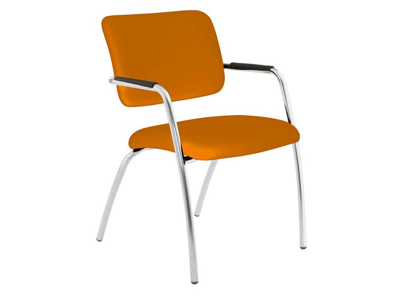 Sedia visitatore a 4 gambe Unisit Lithium LT4G struttura cromata - rivest. Eco arancione - LT4G/EA