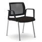 Sedia visitatore 4 gambe Unisit Kind KI4GTBR schienale in rete - rivestimento pelle nero - con braccioli KI4GTBR/PN