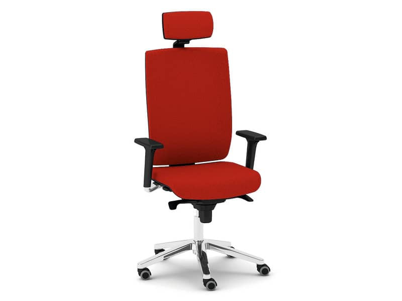 Sedia semidirezionale girevole Unisit Kind KIPGT con poggiatesta rivestimento ignifugo rosso - KIPGT/IR