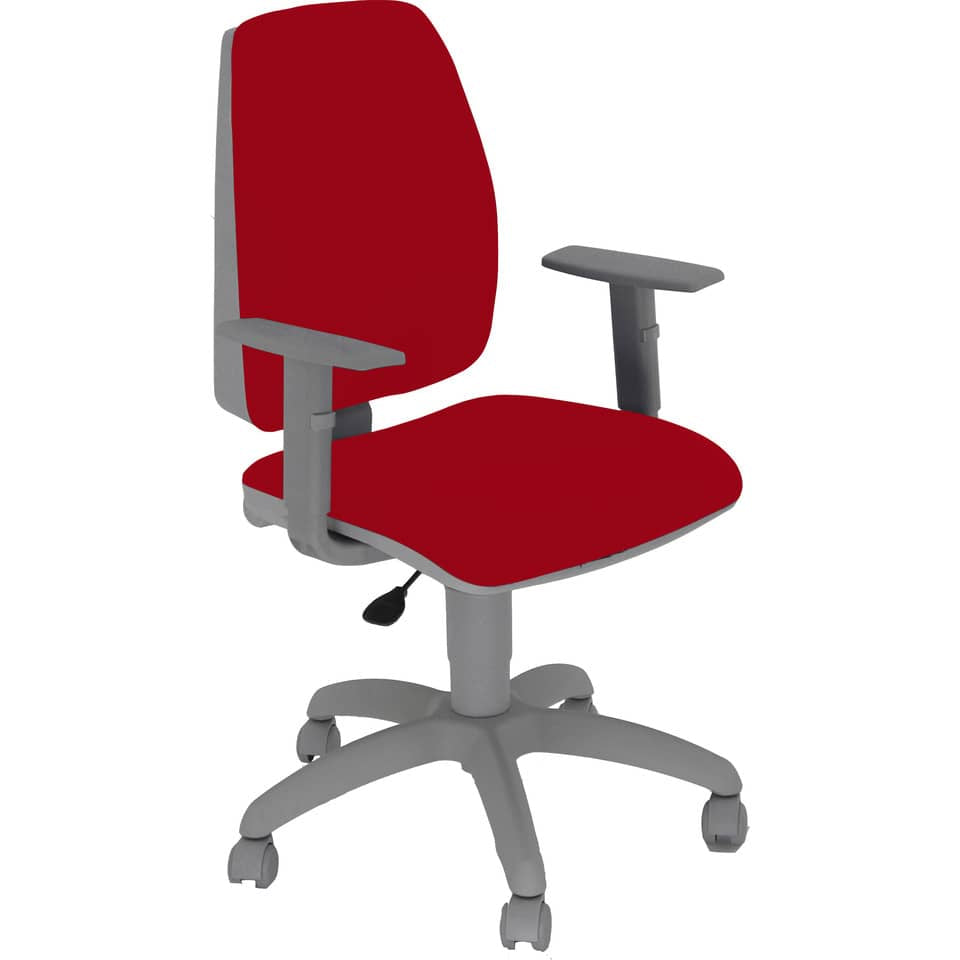 Sedia operativa girevole Unisit Jupiter JUBRG Eco smart - base grigia - rivest. Eco rosso - con braccioli - JUBRG/ER