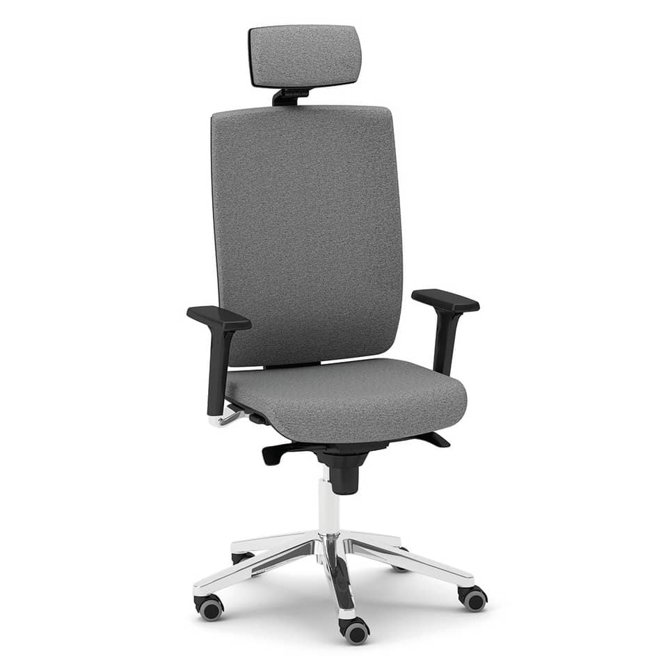 Sedia semidirezionale girevole Unisit Kind KIPGT con poggiatesta rivestimento ignifugo grigio scuro -KIPGT/IT