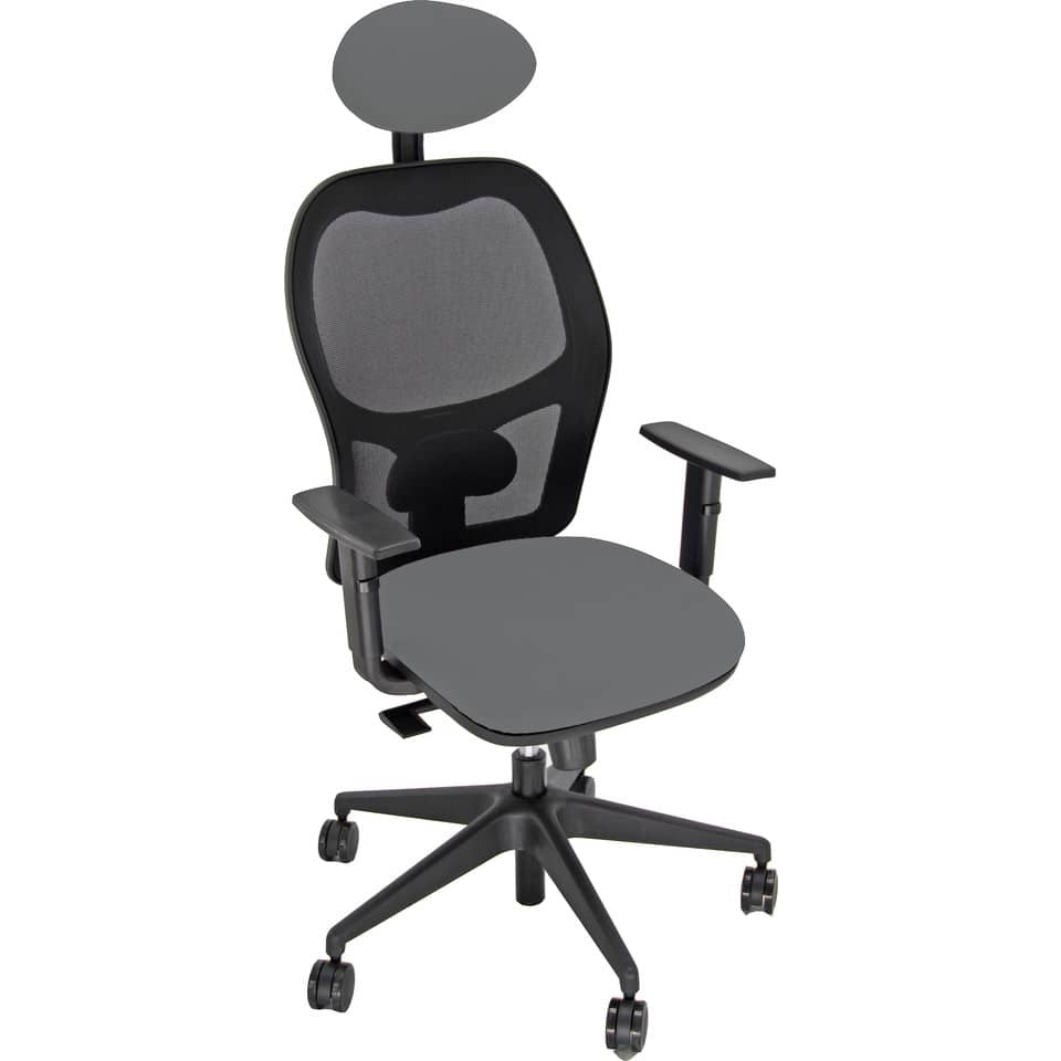 Sedia operativa girevole Unisit Hubble HUHUPG con poggiatesta - rivestimento pelle grigio con braccioli HUHUPG/BR/PT