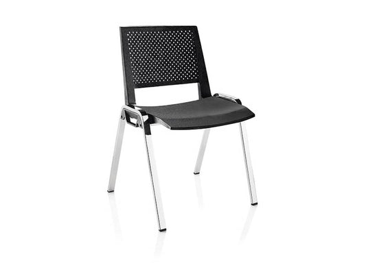 Sedia visitatore a 4 gambe Unisit Kentra KEC base cromo schienale traspirante PPL nero - KEC/NE