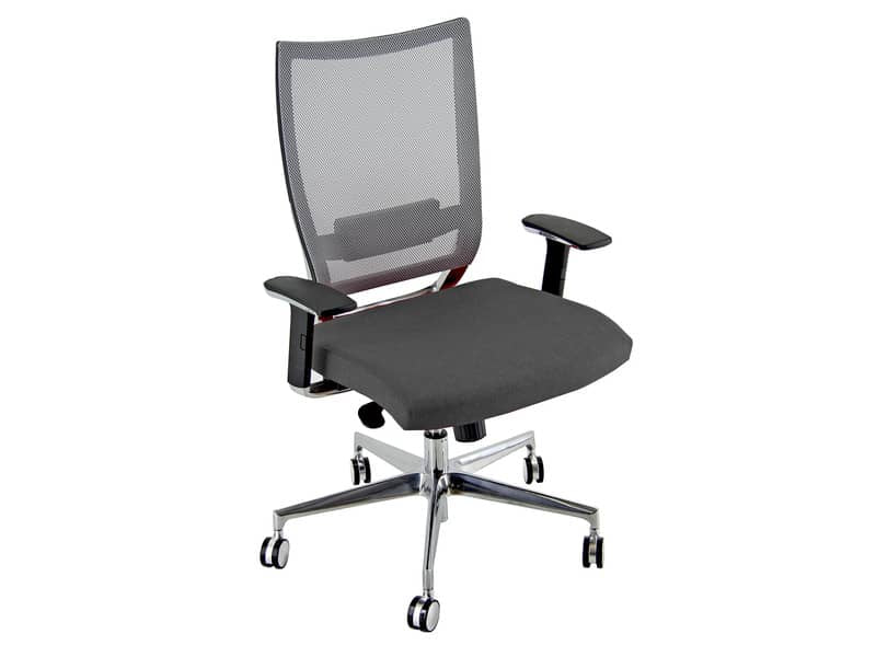 Sedia semidirezionale girevole Unisit Concept COTXL schienale in rete grigio - rivestimento similpelle grigio COTXL/KG