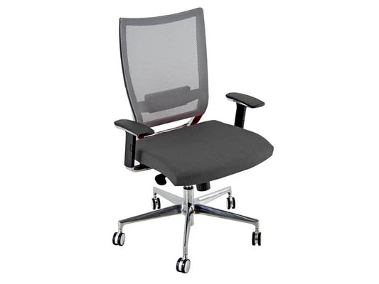 Sedia semidirezionale girevole Unisit Concept COTXL schienale in rete grigio - rivestimento similpelle grigio COTXL/KG