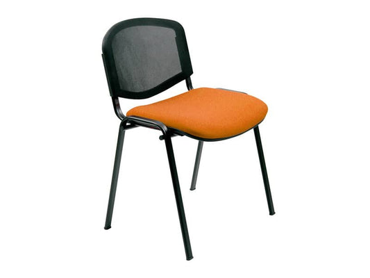 Sedia visitatore 4 gambe Unisit Dado D5N schienale in rete - rivestimento eco arancione - Conf. 2 pezzi - D5N/2/EA