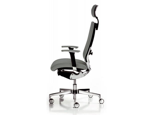 Sedia semidirezionale girevole Unisit Concept COTPG ergonomica con poggiatesta rivestimento pelle grigio - COTPG/PT