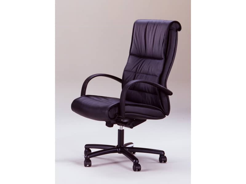 Poltrona direzionale girevole Unisit Gemini GMPY schienale fisso rivestimento similpelle nero - GMPY/KN