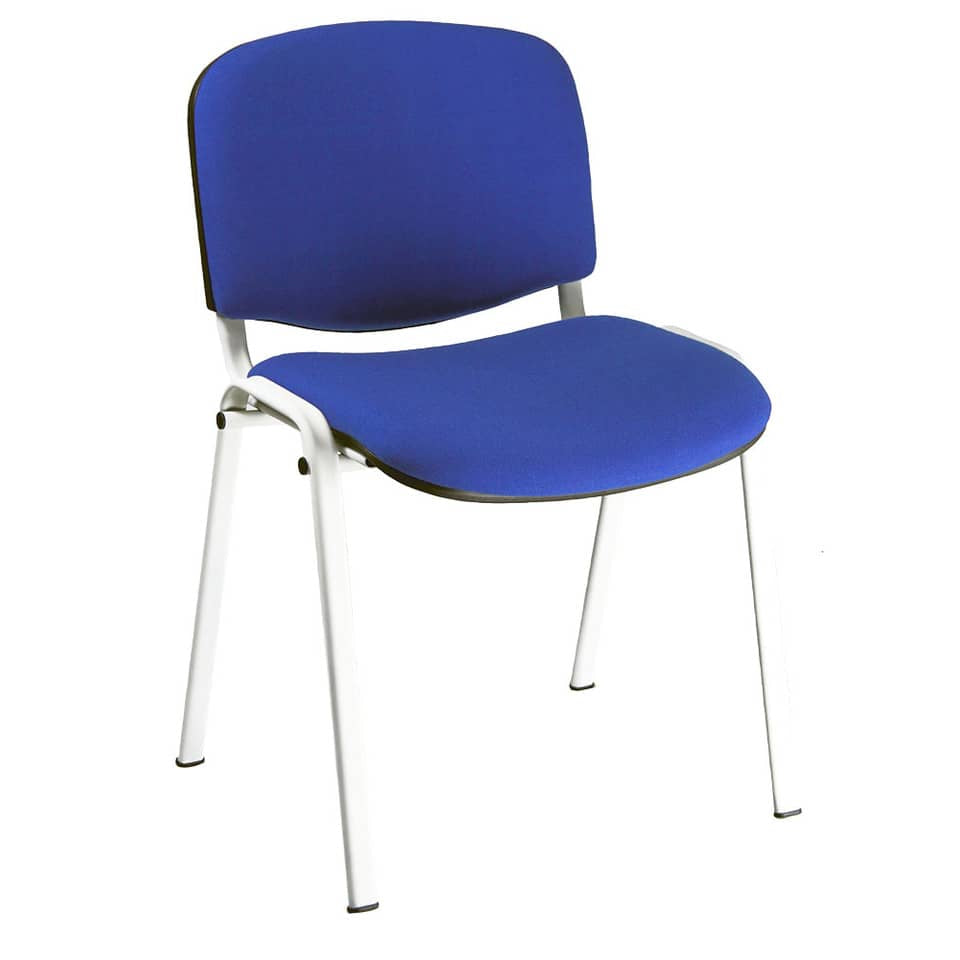 Sedia visitatore 4 gambe Unisit Dado D5B acciaio bianco - rivestimento ignifugo blu - Conf. 2 pezzi - D5B/2/IB