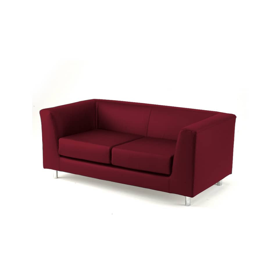 Divano attesa a 2 posti Unisit Quad QD2 schienale fisso - rivestimento tessuto ignifugo bordeaux - QD2/ID